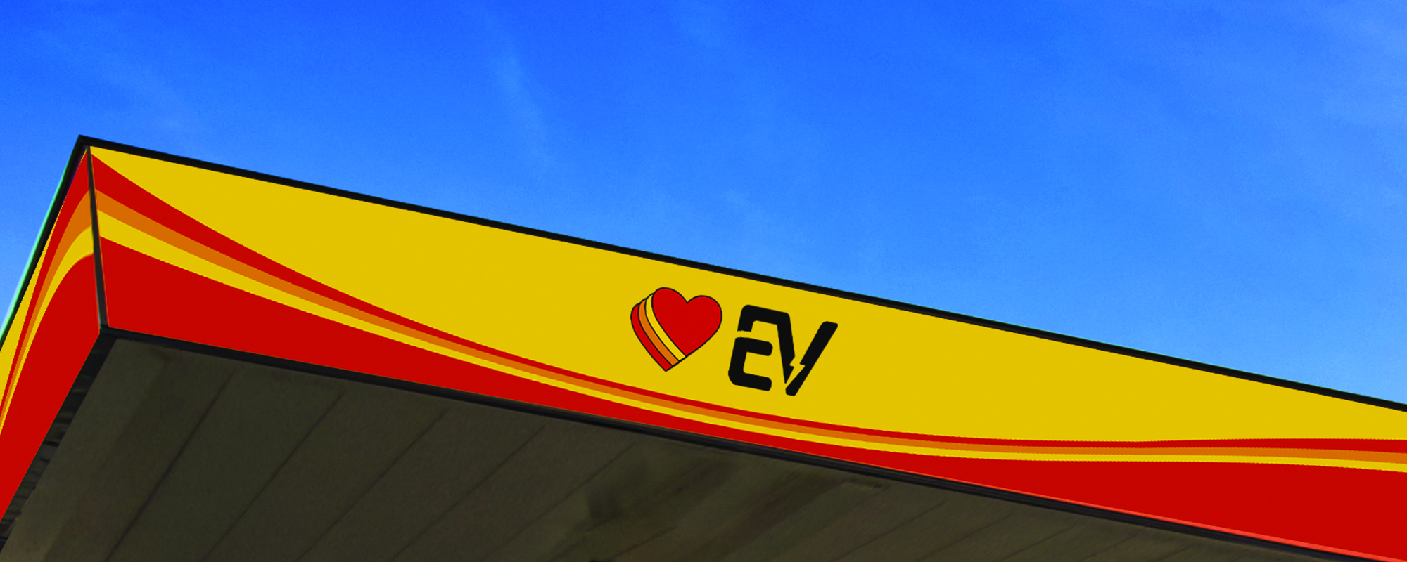 A rendering of EV fast chargers at a Love's Travel Stop