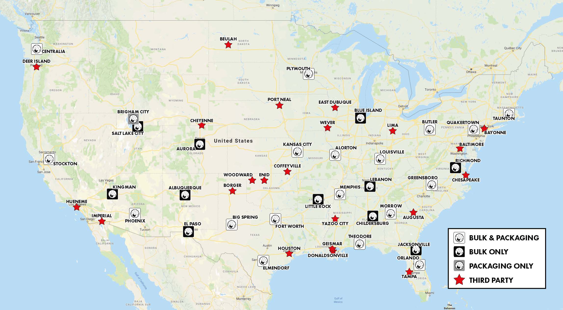 A map of Musket DEF terminals